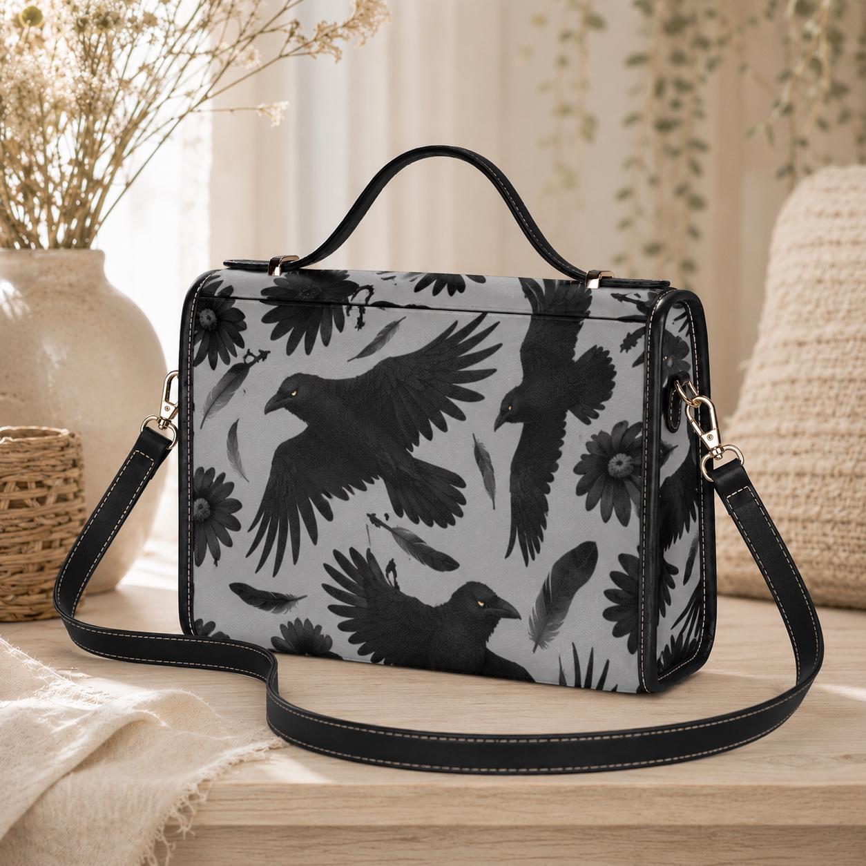 Raven Handbag, Gothic Top Handle Purse, Dark Academia Crow Bag, Witchy Statement Bag