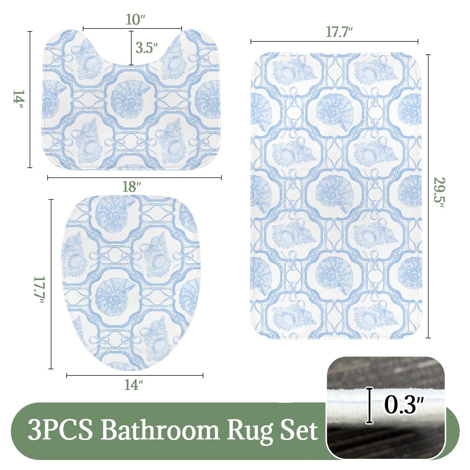 Blue Seashell Shower Curtain, Coastal Lattice Bathroom Decor, Bow Pattern Bath Curtain