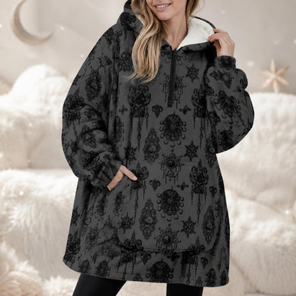 Gothic Hoodie Blanket, Dark Academia Wearable Blanket, Oversized Cozy Lounge Gift