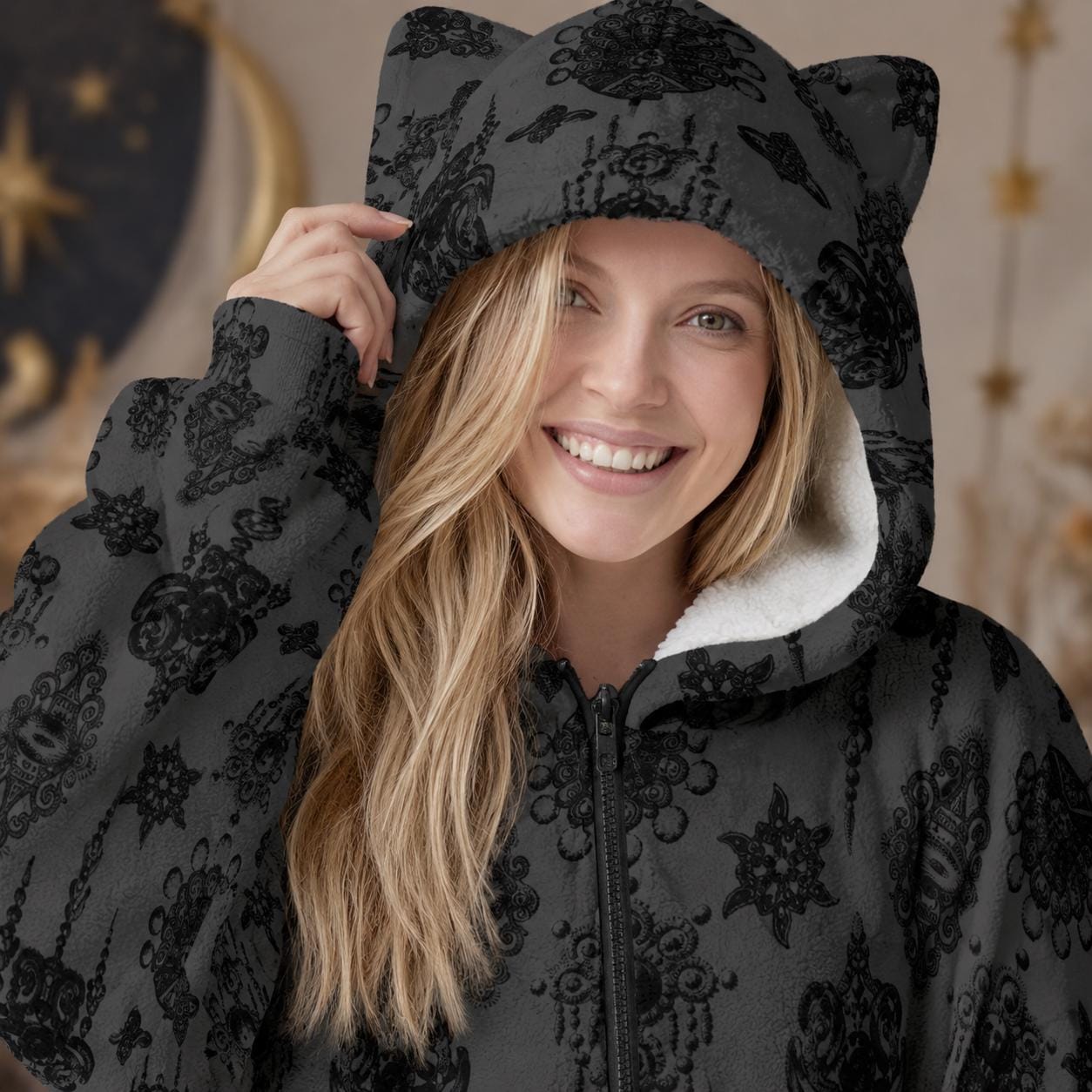 Gothic Hoodie Blanket, Dark Academia Wearable Blanket, Oversized Cozy Lounge Gift