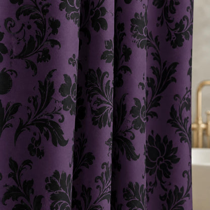 Purple Damask Shower Curtain, Gothic Baroque Bath Decor, Victorian Floral Style