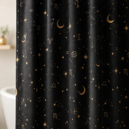 Celestial Zodiac Shower Curtain, Astrology Moon Star Bathroom Decor