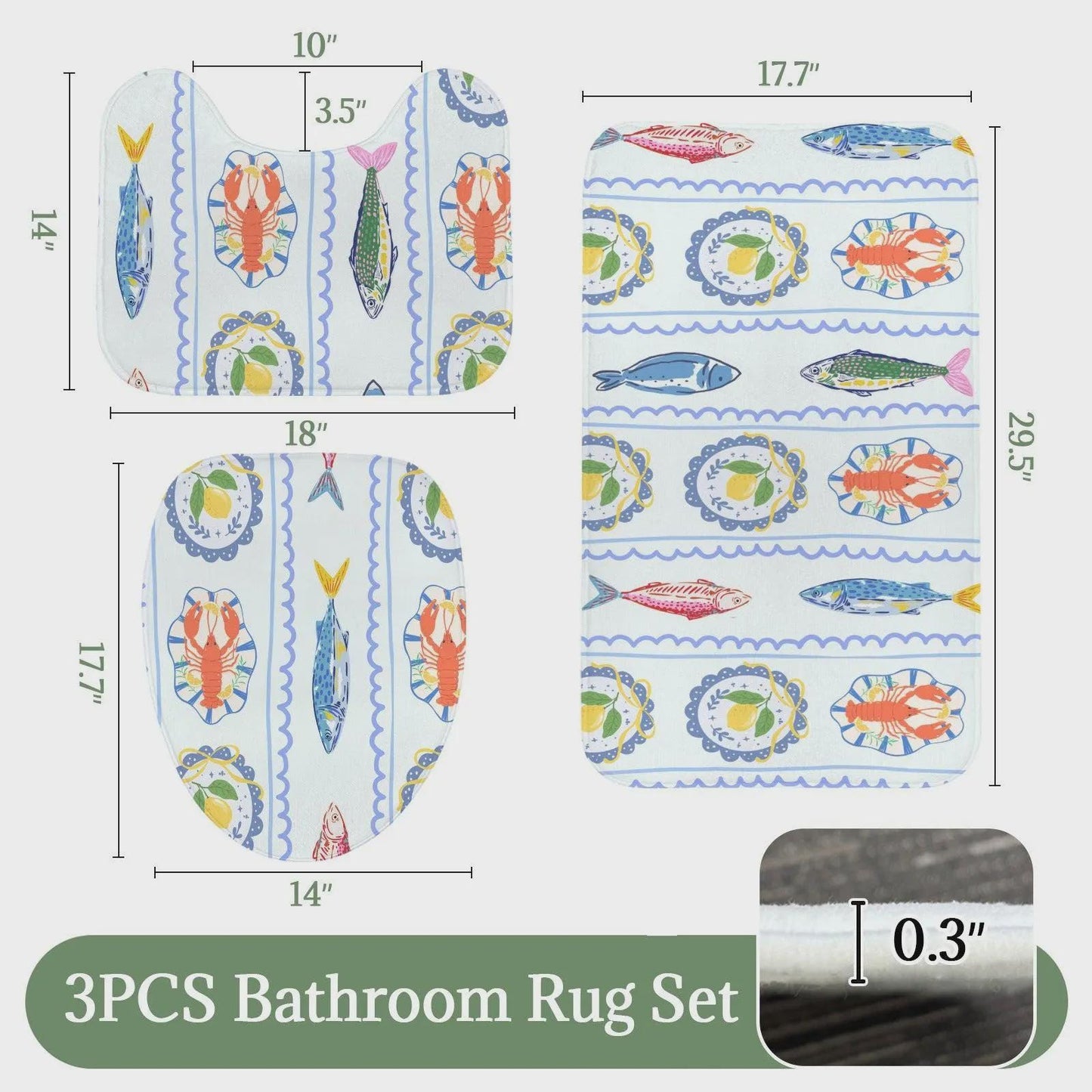 Lemon Lobster Shower Curtain, Italian Riviera Coastal Maximalist Bathroom Decor