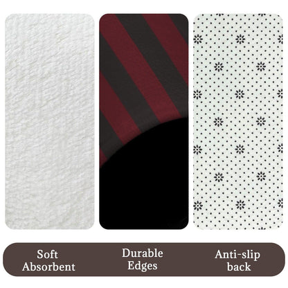 Red Black Striped Bathroom Rug Set, Gothic Bath Mat Trio, Punk Style Toilet Rug