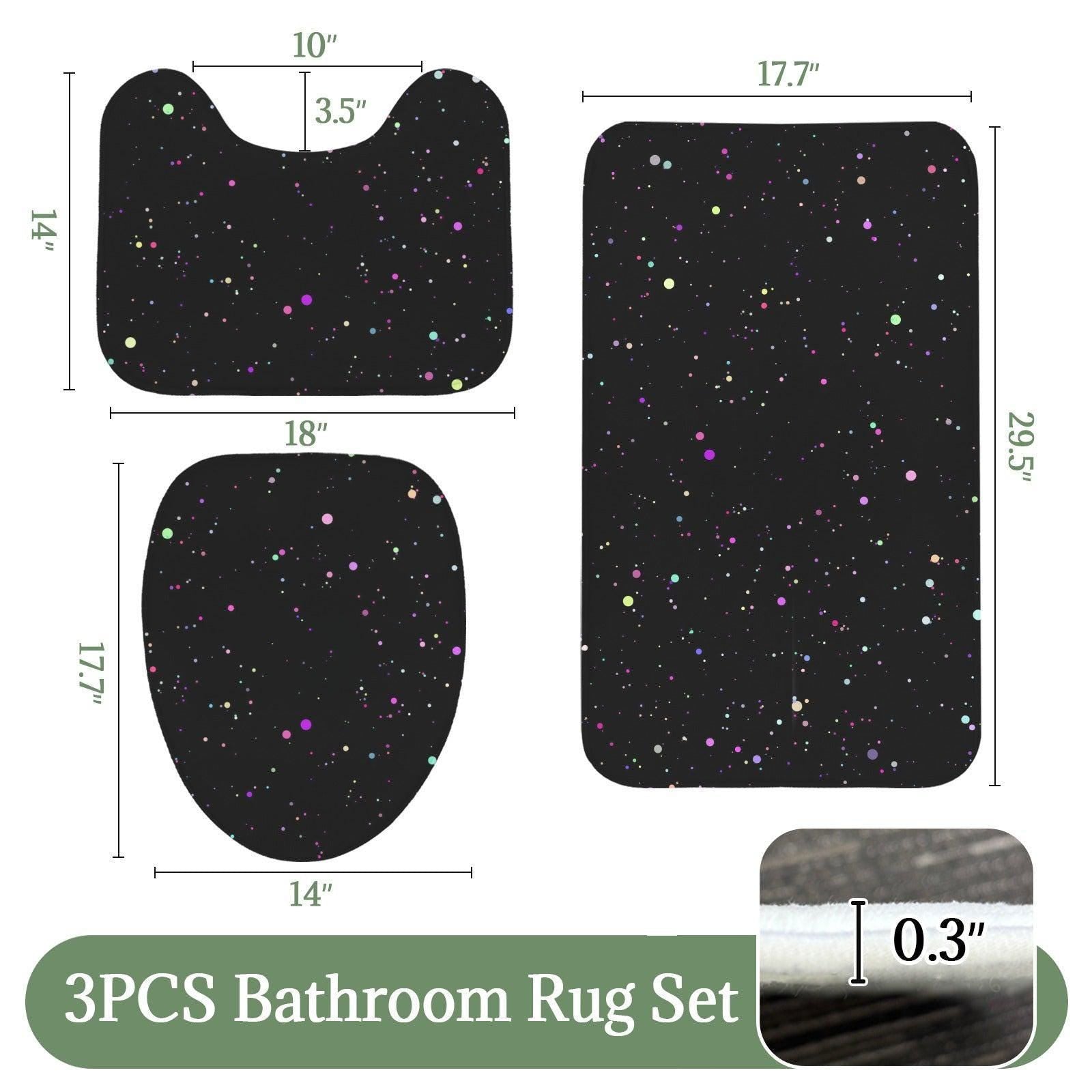 Black Galaxy Bath Mat Set, Cosmic Space Toilet Rug Trio, Celestial Bathroom Decor