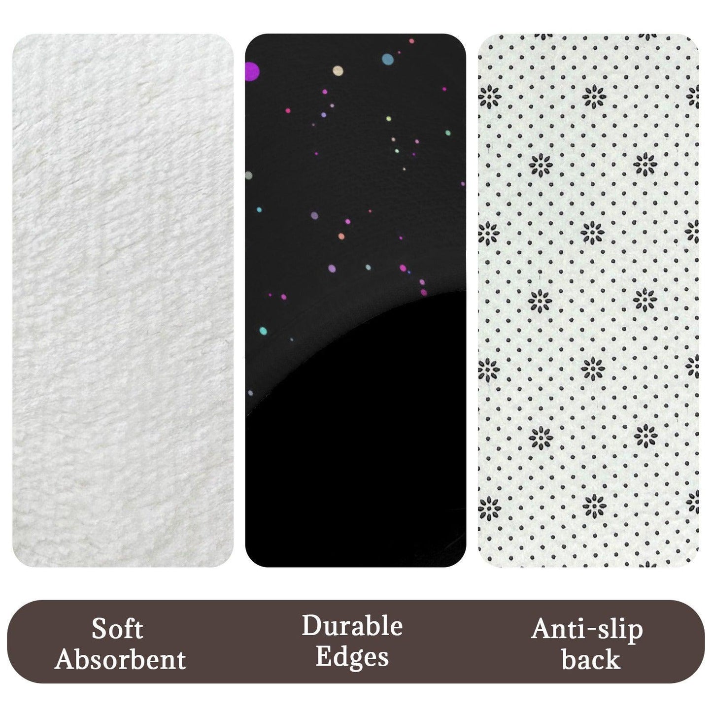 Black Galaxy Bath Mat Set, Cosmic Space Toilet Rug Trio, Celestial Bathroom Decor