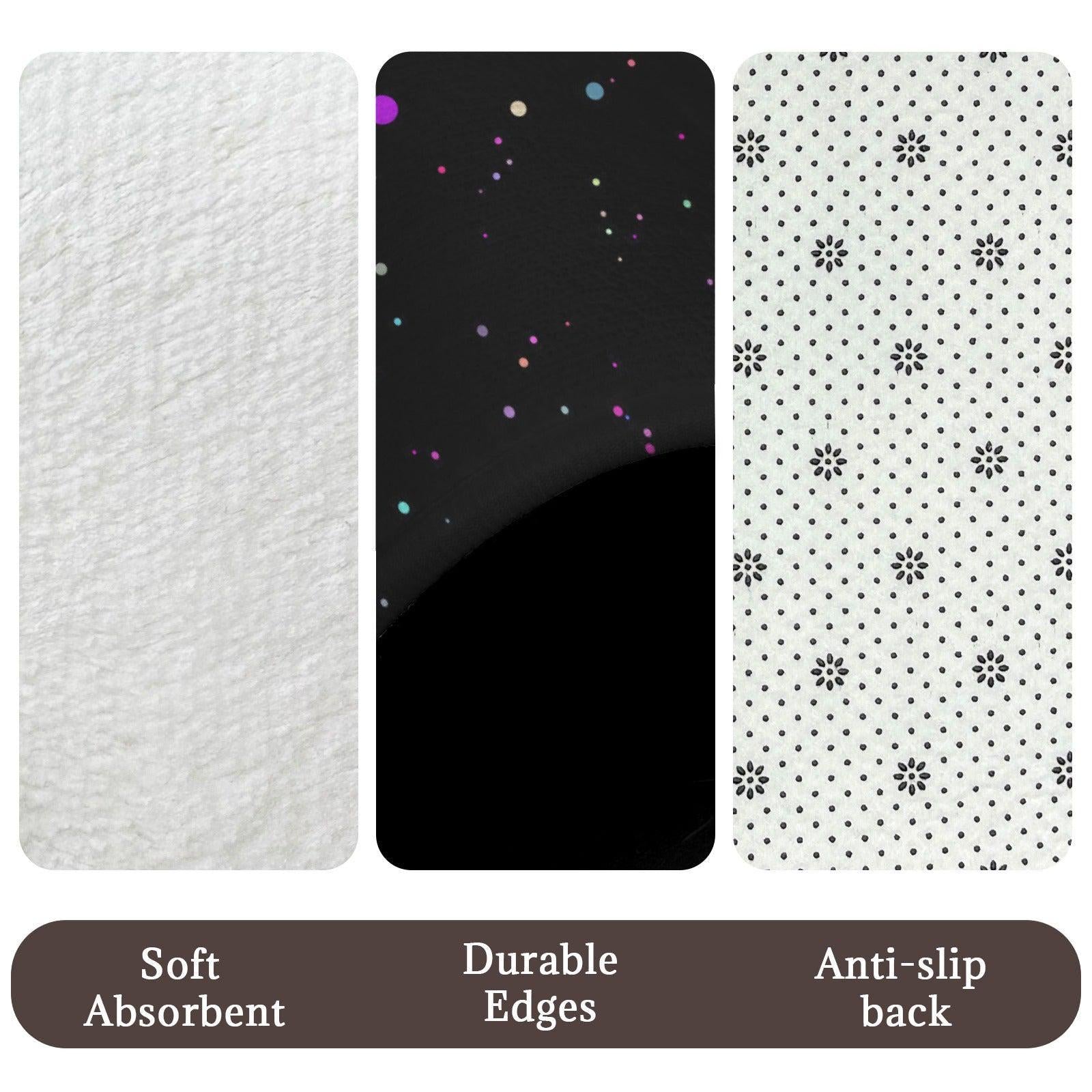 Black Galaxy Bath Mat Set, Cosmic Space Toilet Rug Trio, Celestial Bathroom Decor