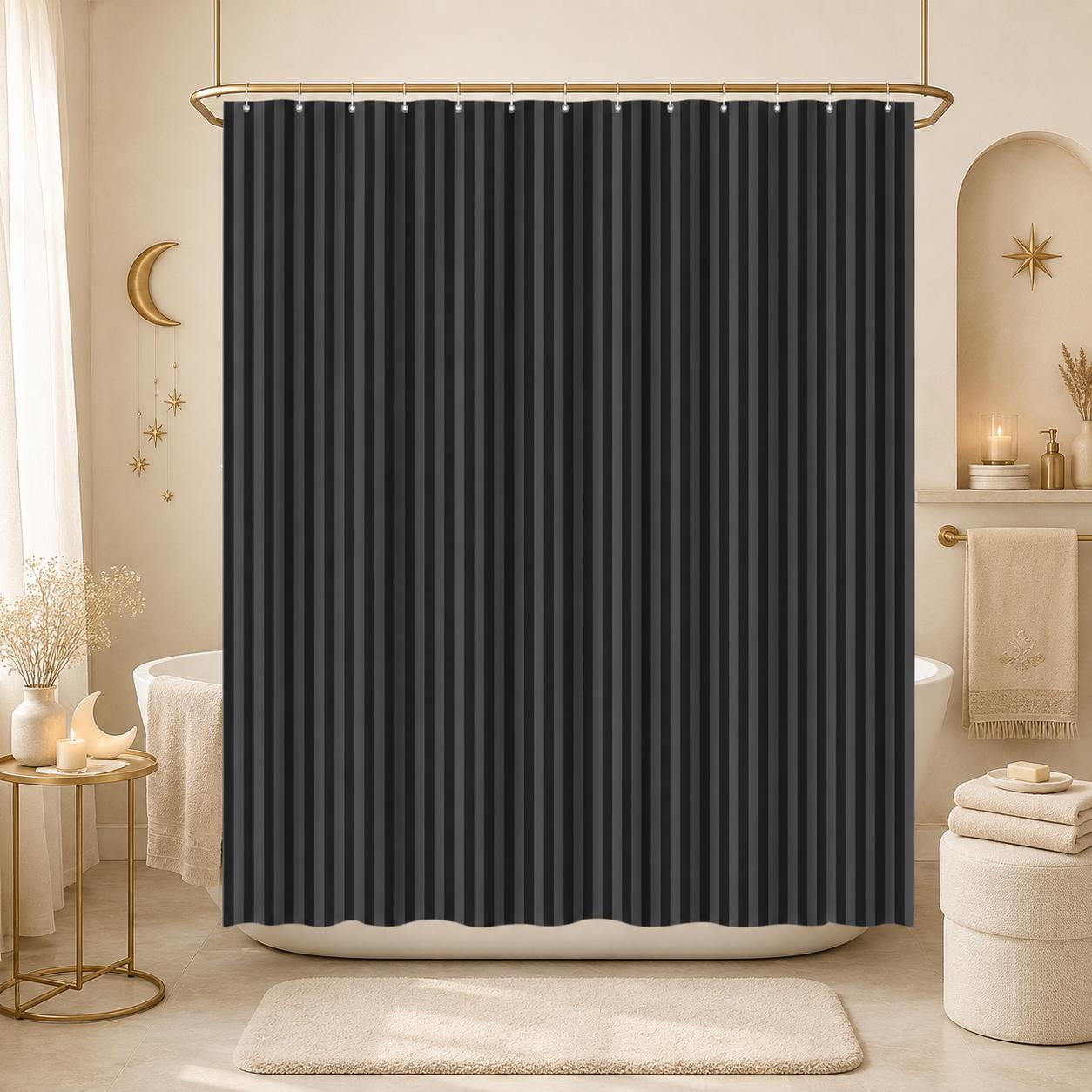 Black Vertical Stripe Shower Curtain, Moody Gothic Bathroom Decor