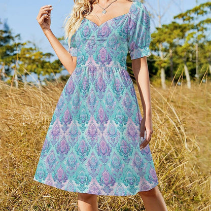 Pastel Damask Midi Dress