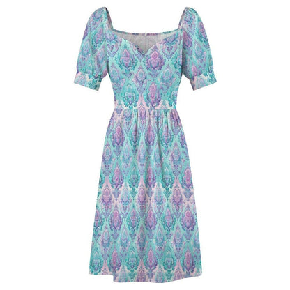 Pastel Damask Midi Dress
