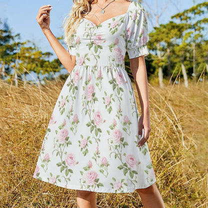 Pink Rose Floral Midi Dress