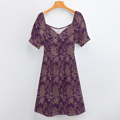 Purple Baroque Damask Fit and Flare Midi Dress