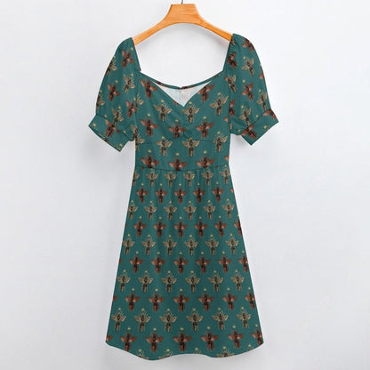 Teal Bee Midi Dress