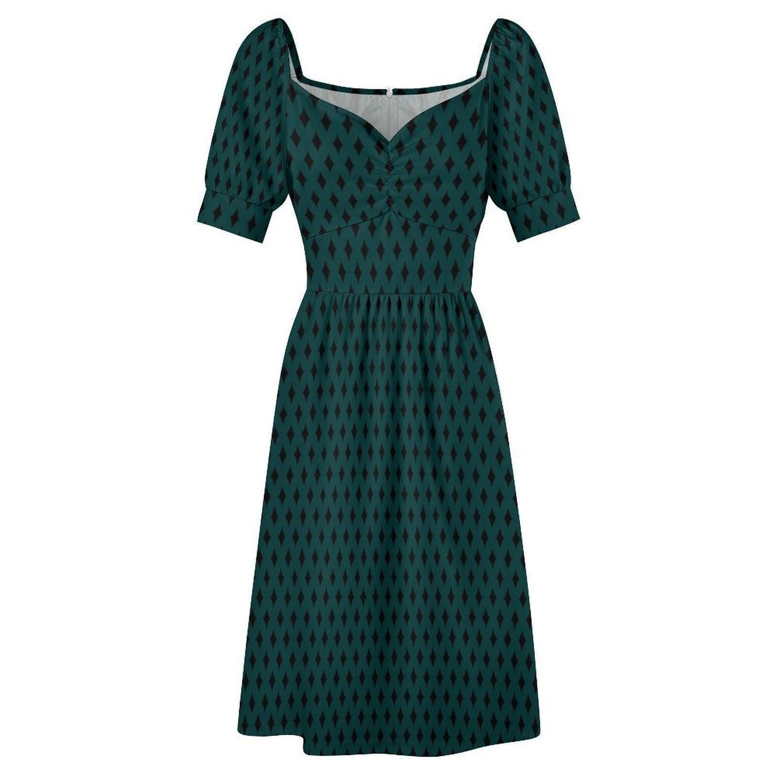 Emerald Diamond Harlequin Midi Dress