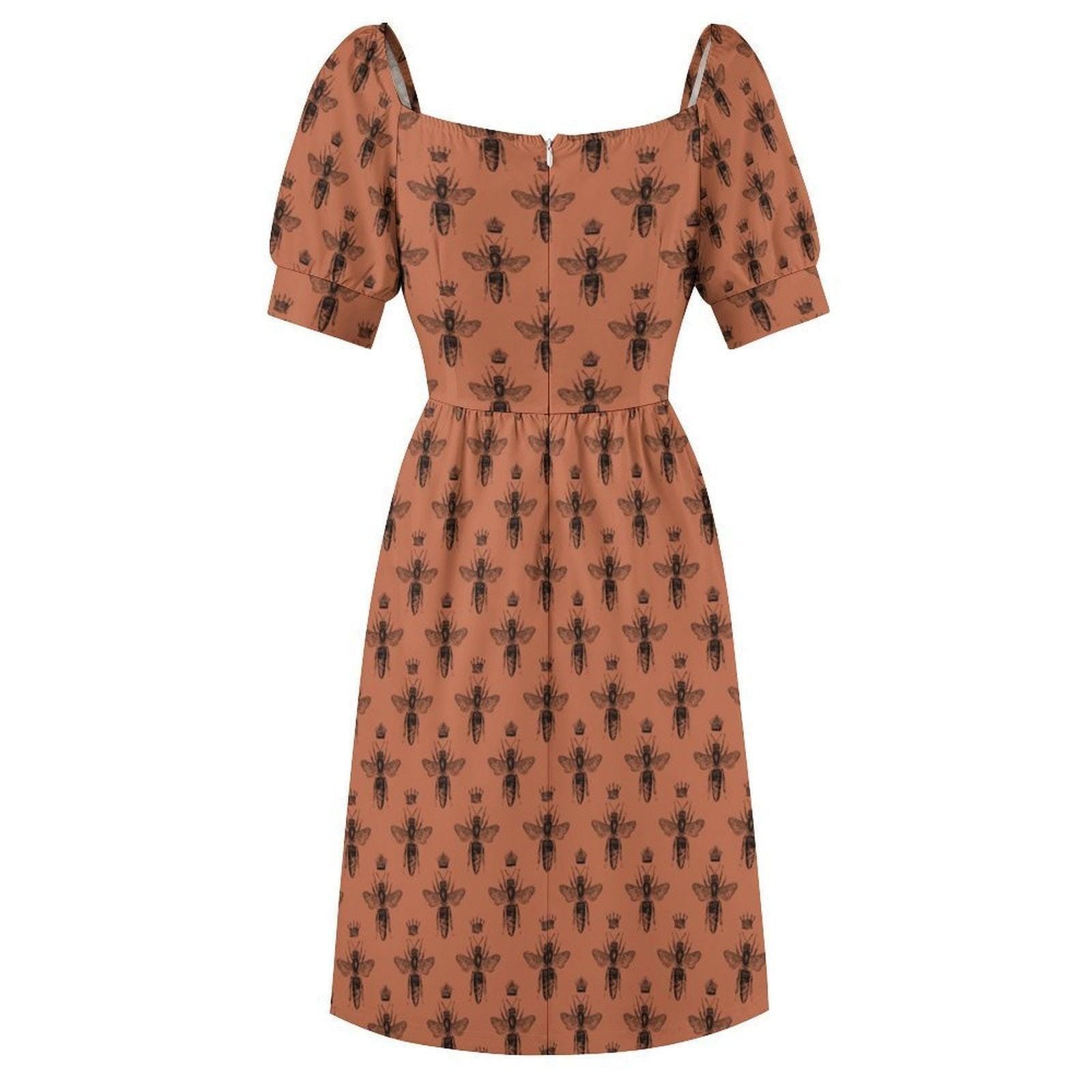 Bee Print Midi Dress