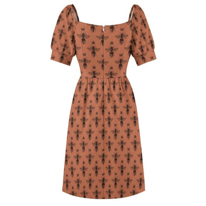 Bee Print Midi Dress