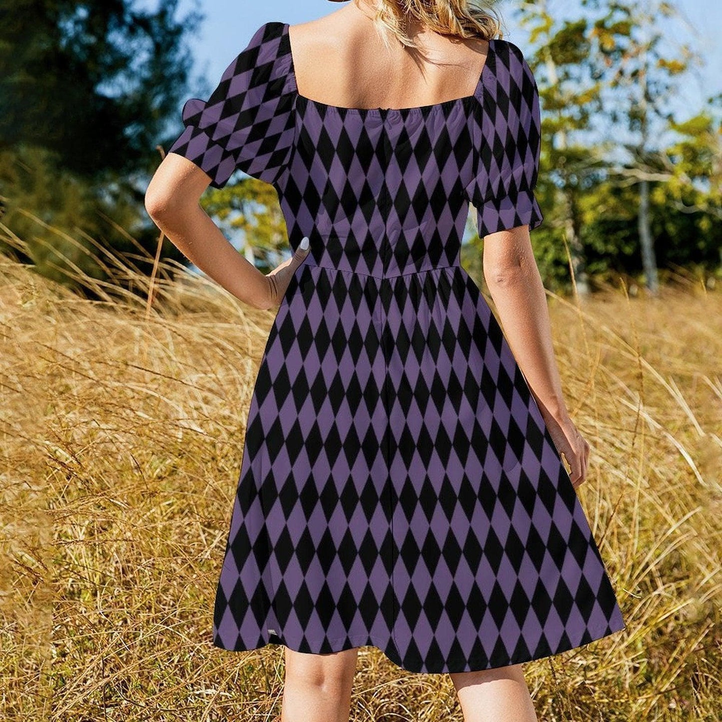 Purple Black Midi Dress
