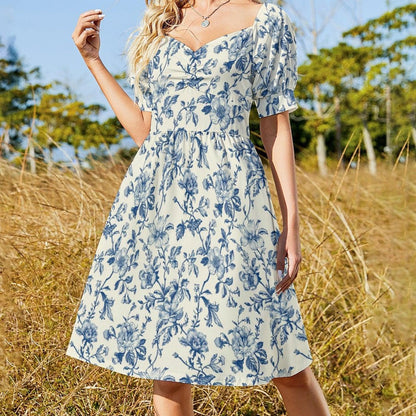 Blue Toile Midi Dress