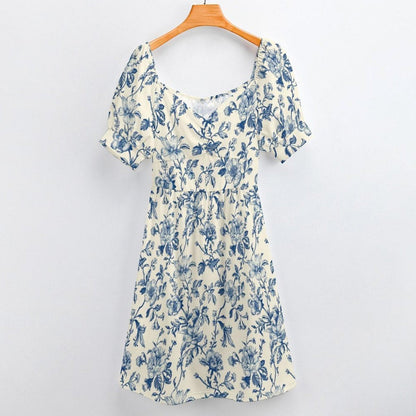 Blue Toile Midi Dress