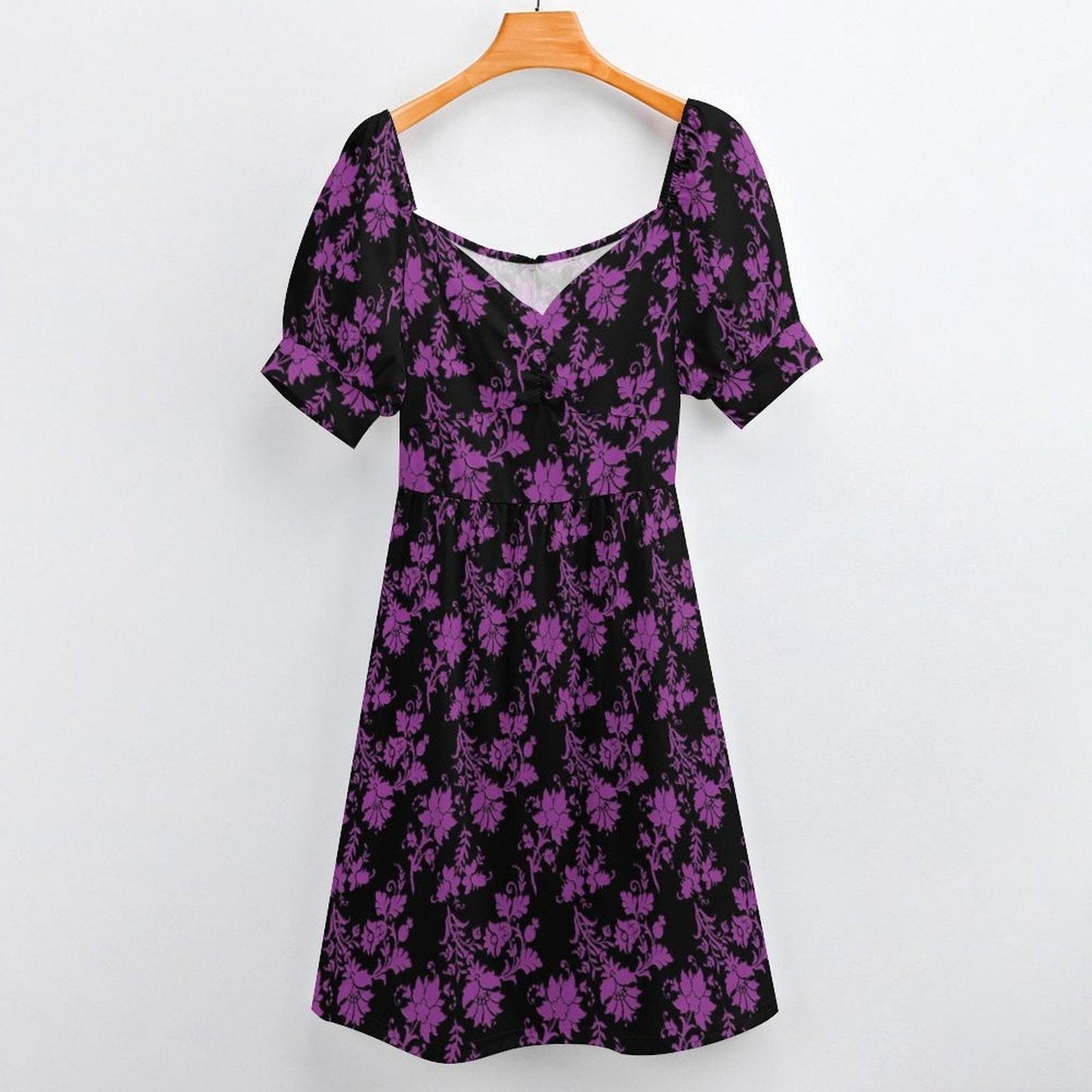 Black Purple Damask Skater Dress