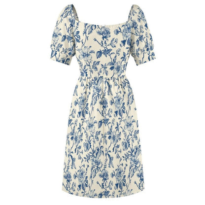Blue Toile Midi Dress