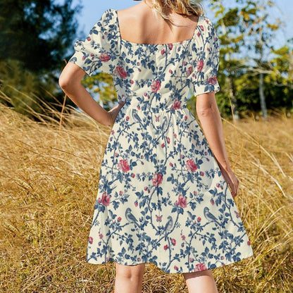 Cream Wildflower Vine Midi Dress