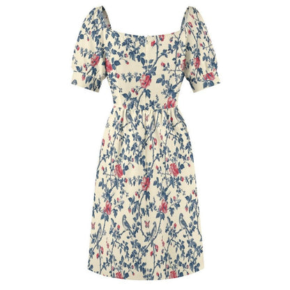 Cream Wildflower Vine Midi Dress