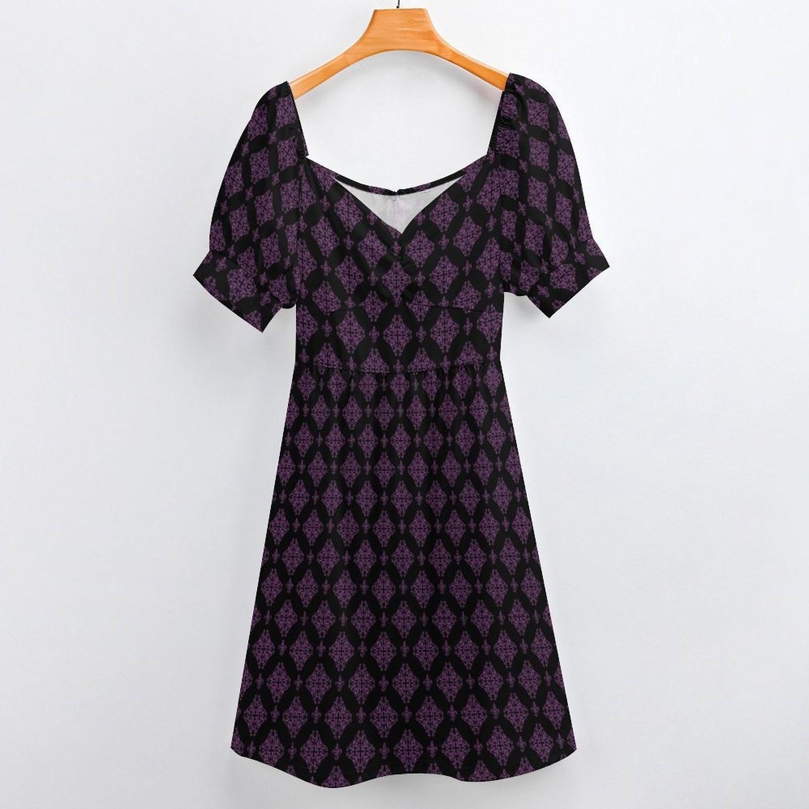 Teal Purple Damask Midi Dress