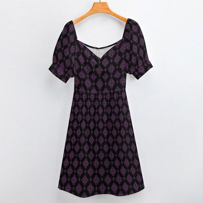 Teal Purple Damask Midi Dress