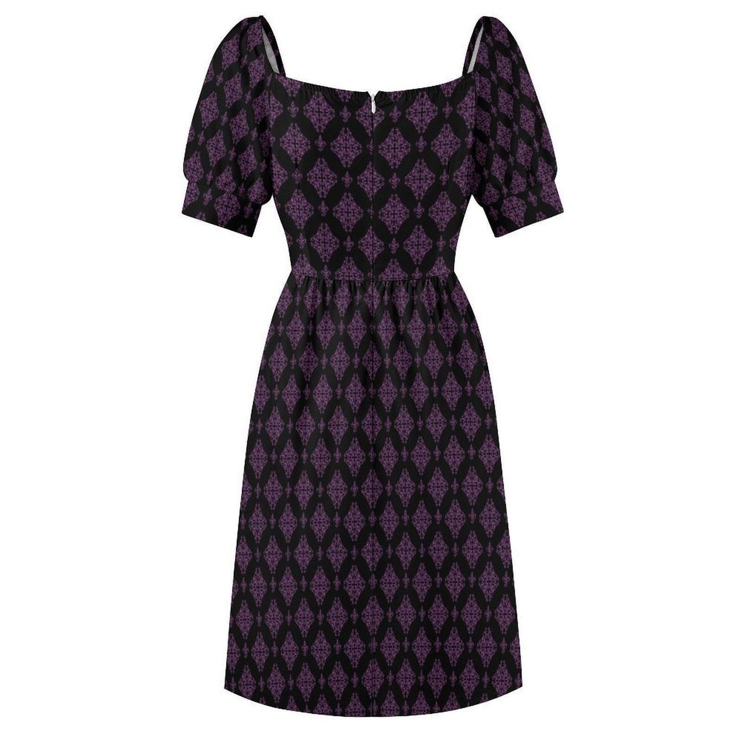 Teal Purple Damask Midi Dress