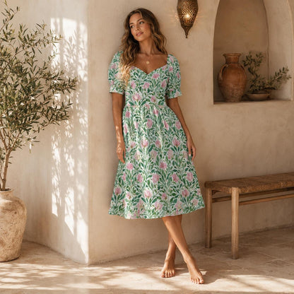 Pink Tulip Botanical Midi Dress