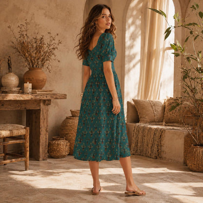 Teal Bee Midi Dress