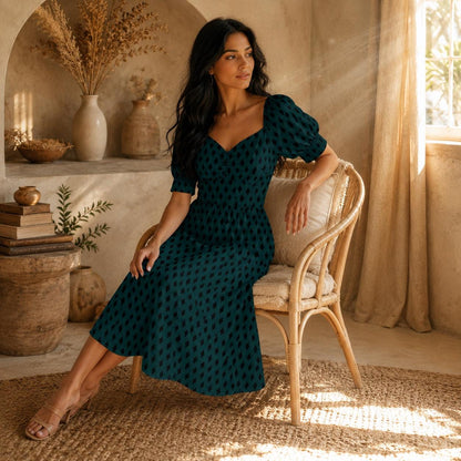 Emerald Diamond Harlequin Midi Dress