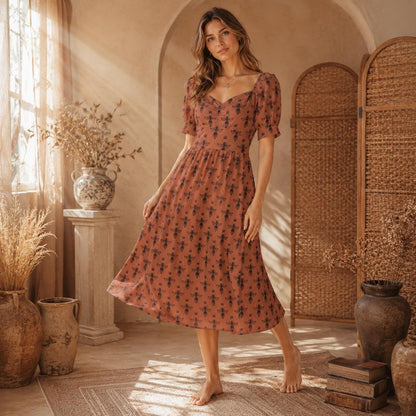 Bee Print Midi Dress