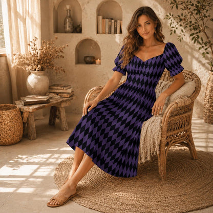Purple Black Midi Dress