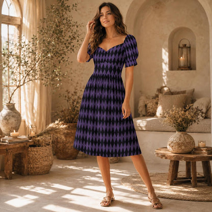 Purple Black Midi Dress