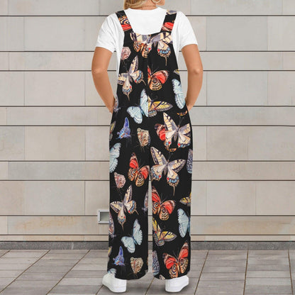 Butterfly Print Wide Leg Jumpsuit, Nature Boho Outfit, Garden Party Vacation Wear