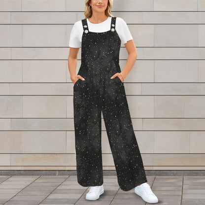 Star Print Jumpsuit for Women, Constellation Dungarees, Black Lounge Overalls, Minimal Galaxy Outfit Gift