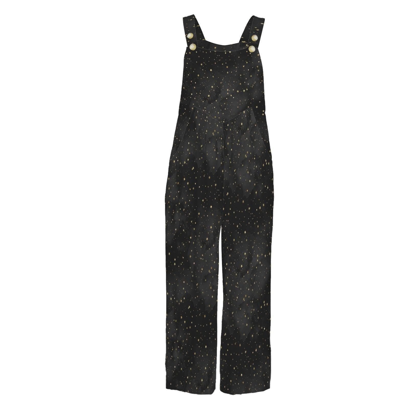 Star Print Jumpsuit for Women, Constellation Dungarees, Black Lounge Overalls, Minimal Galaxy Outfit Gift