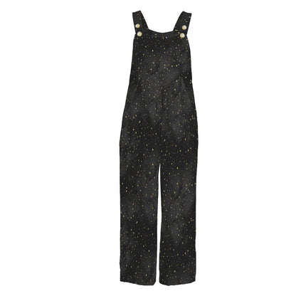 Star Print Jumpsuit for Women, Constellation Dungarees, Black Lounge Overalls, Minimal Galaxy Outfit Gift