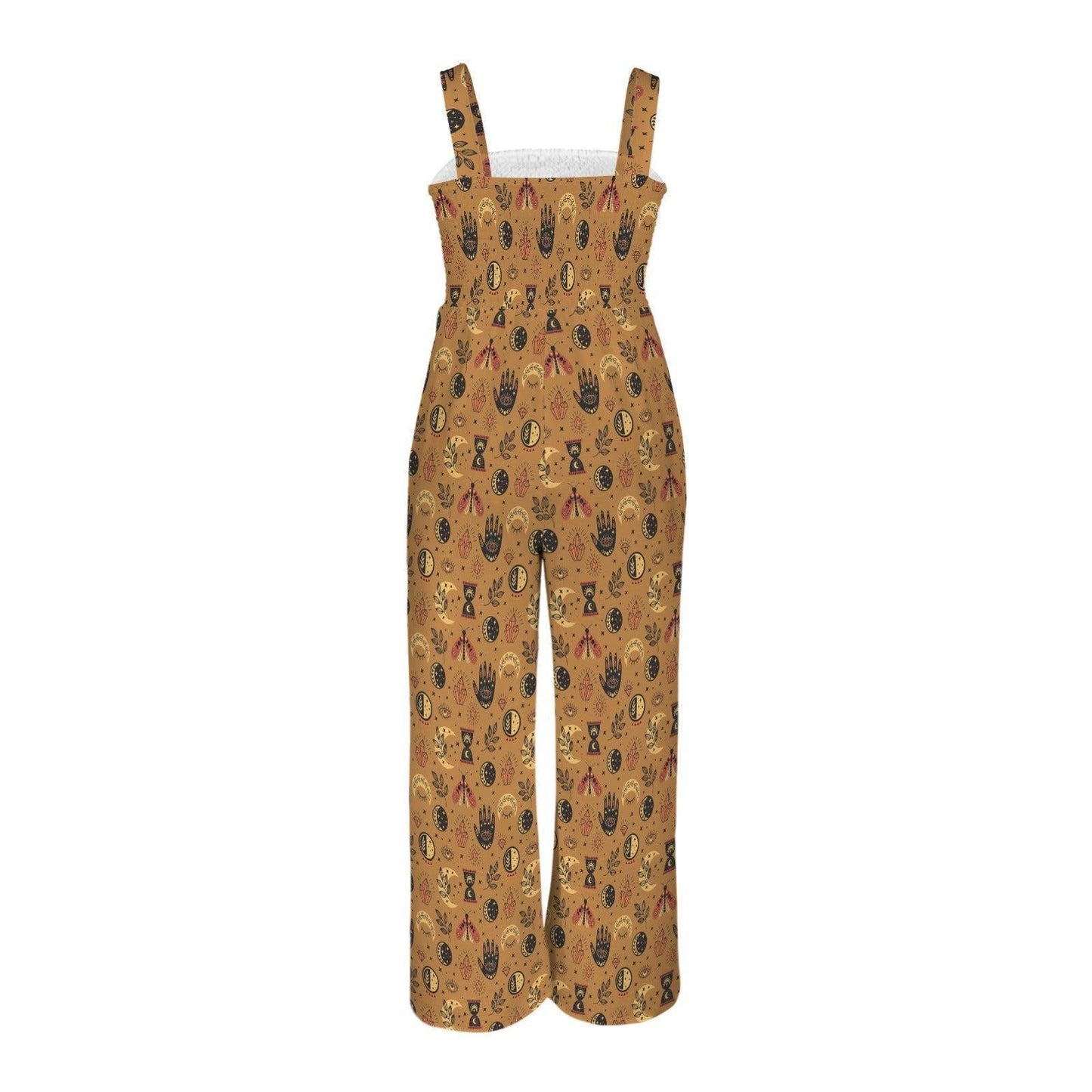 Mystical Celestial Wide Leg Jumpsuit, Boho Festival Outfit, Mustard Witchy Boho Fashion