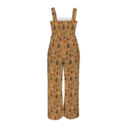 Mystical Celestial Wide Leg Jumpsuit, Boho Festival Outfit, Mustard Witchy Boho Fashion