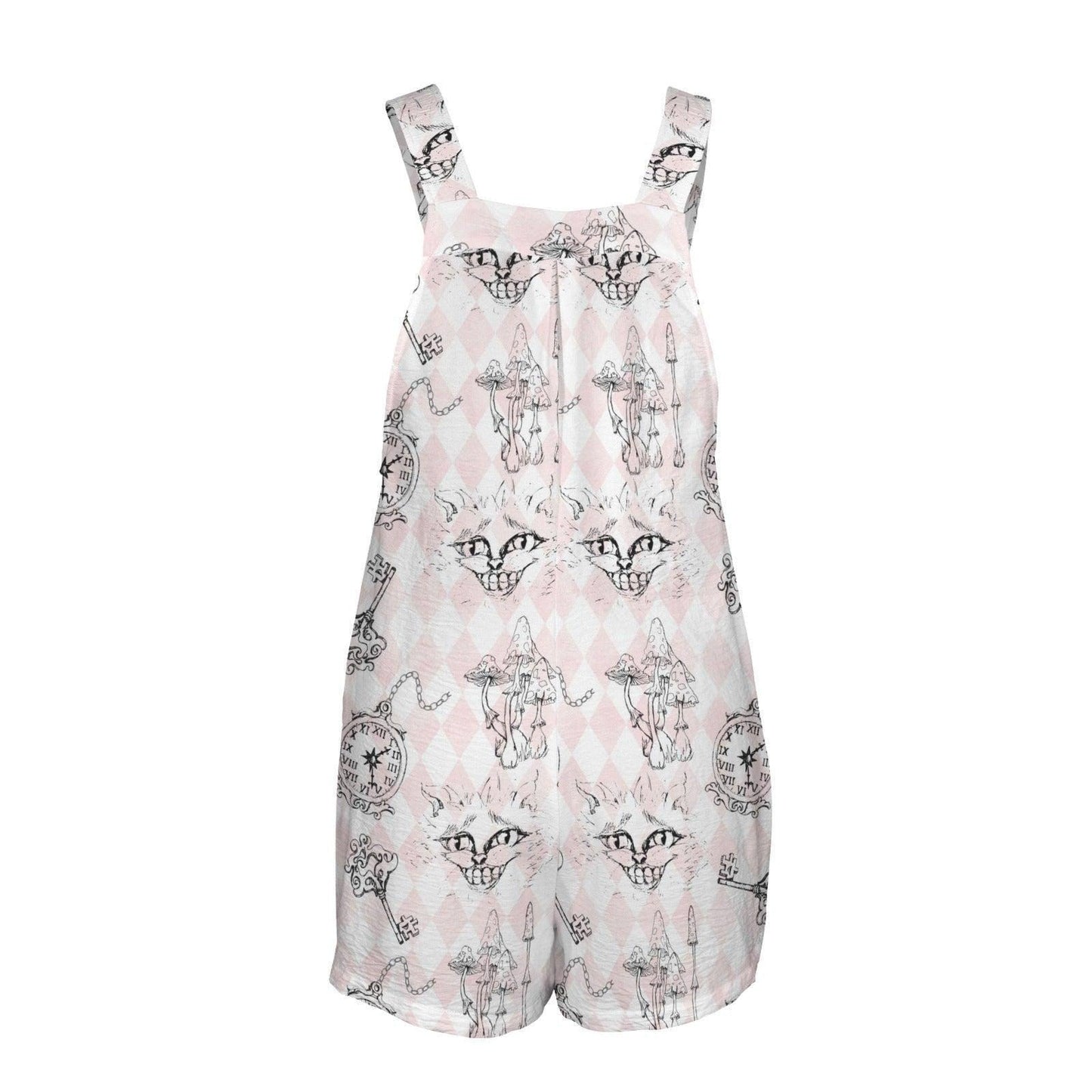 Cat Print Shortalls, Pastel Goth Romper, Storybook Fantasy Outfit