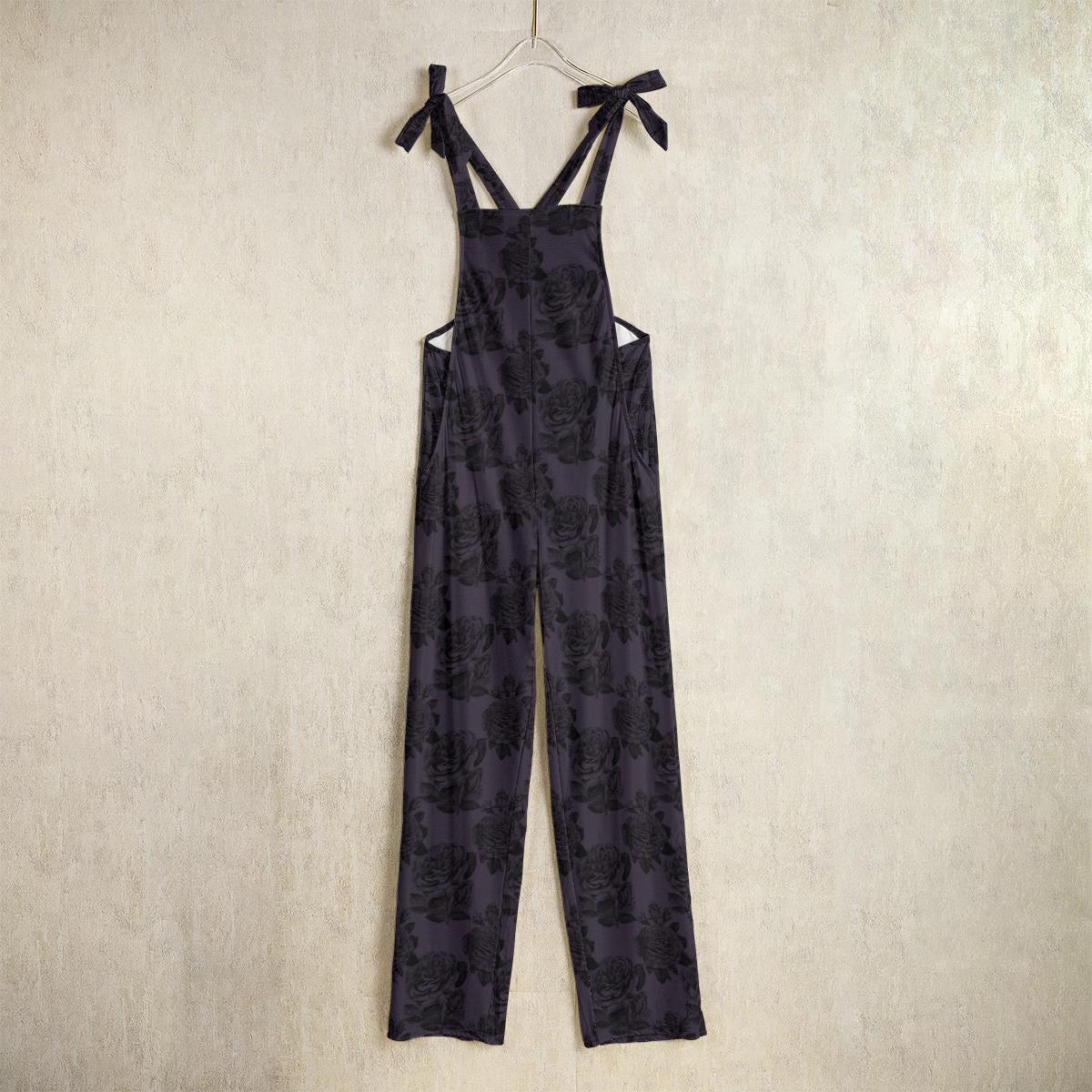 Purple Rose Overalls, Floral Loungewear Jumpsuit, Soft Goth One Piece