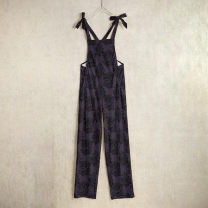 Purple Rose Overalls, Floral Loungewear Jumpsuit, Soft Goth One Piece