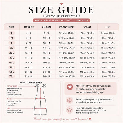 The image is a size guide that provides measurements and fit tips for various sizes of women's dresses and skirts.