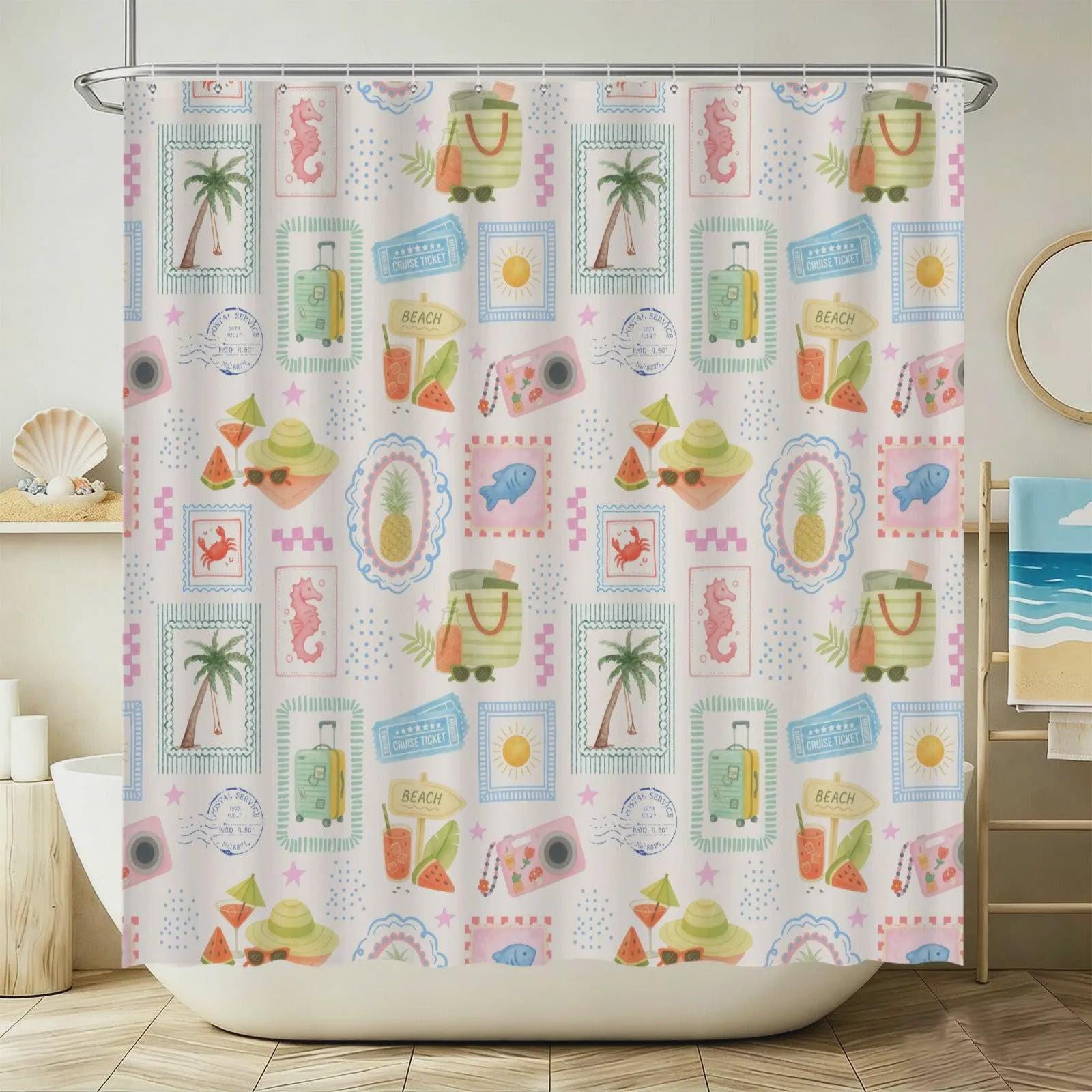 3-Piece Cruise Vacation Bath Mat Set, Pineapple Travel Bathroom Rug Trio
