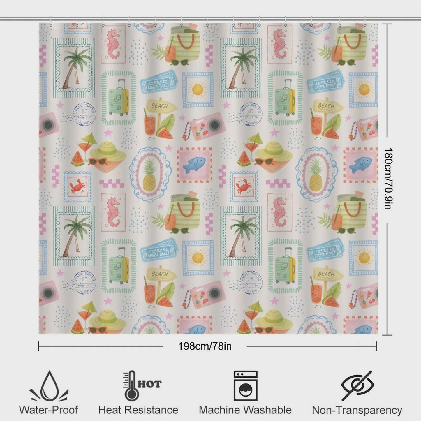 3-Piece Cruise Vacation Bath Mat Set, Pineapple Travel Bathroom Rug Trio