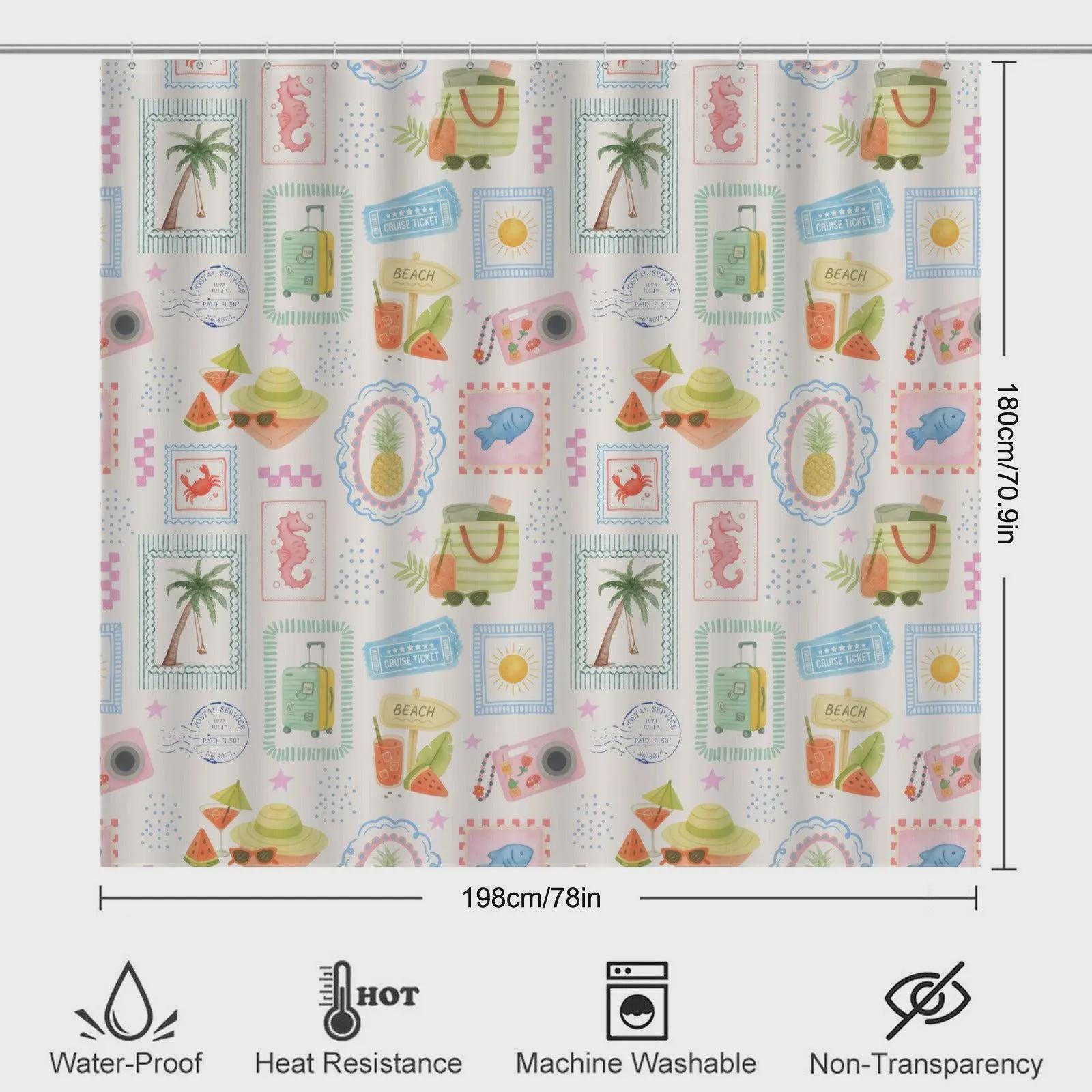 3-Piece Cruise Vacation Bath Mat Set, Pineapple Travel Bathroom Rug Trio