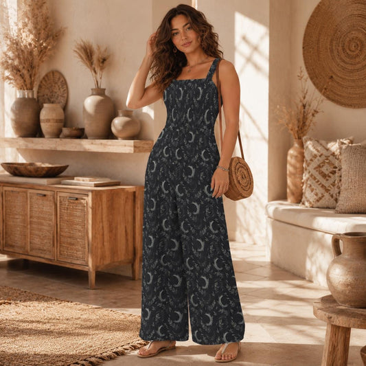 Celestial Jumpsuit With Pockets, Crescent Moon One Piece, Astrology Lounge Outfit